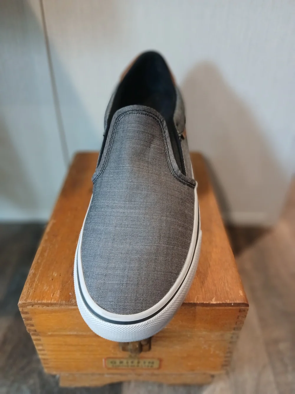 Vans Slip-On Loafer in Gray and Brown Accent
